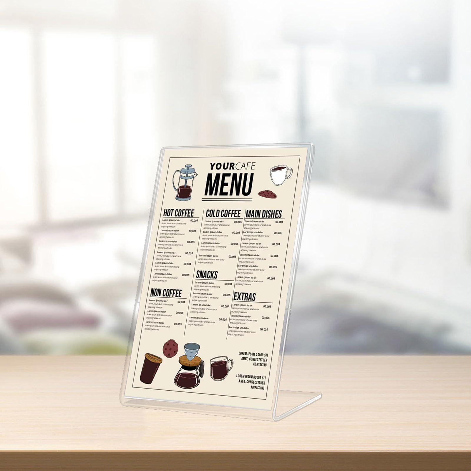 VEGOATY 5x A4 Acryl Tischaufsteller - Transparente Schrägaufsteller Für Speisekarten & Werbung