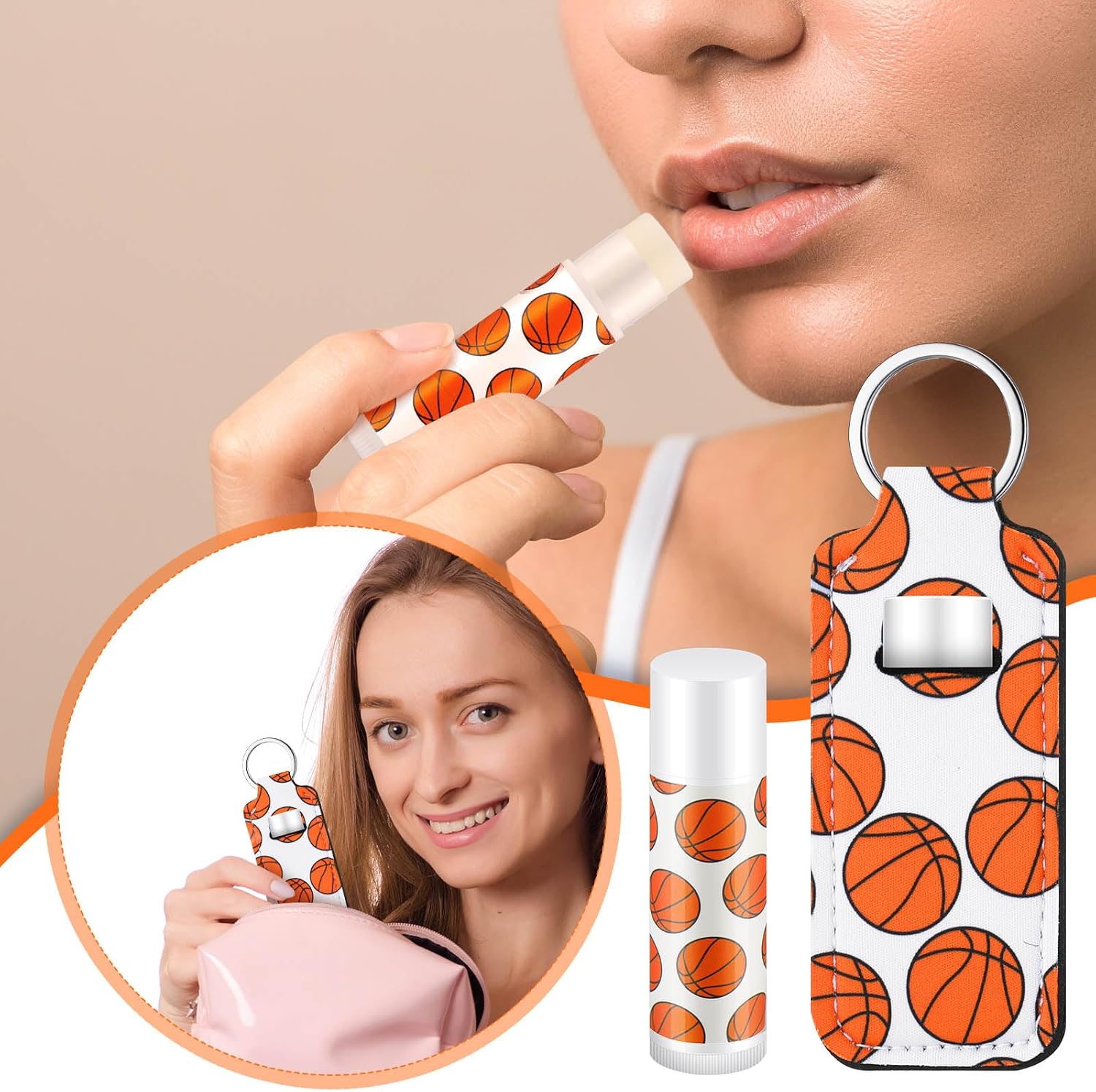 18 Sets Basketball Party Favors Lip Balm and Holder Keychain Bulk Basketball Senior Night 2026 Party Supplies Goodie Bags Stuffers Sport Team Gifts Accessories for Sports Lovers Players Coach