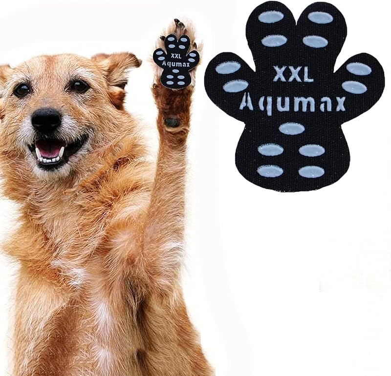 Protetores de Patas para Cães com Pontos de Silicone Antiderrapantes Aqumax XXL Preto, Pacote com 12 conjuntos (48 unidades)