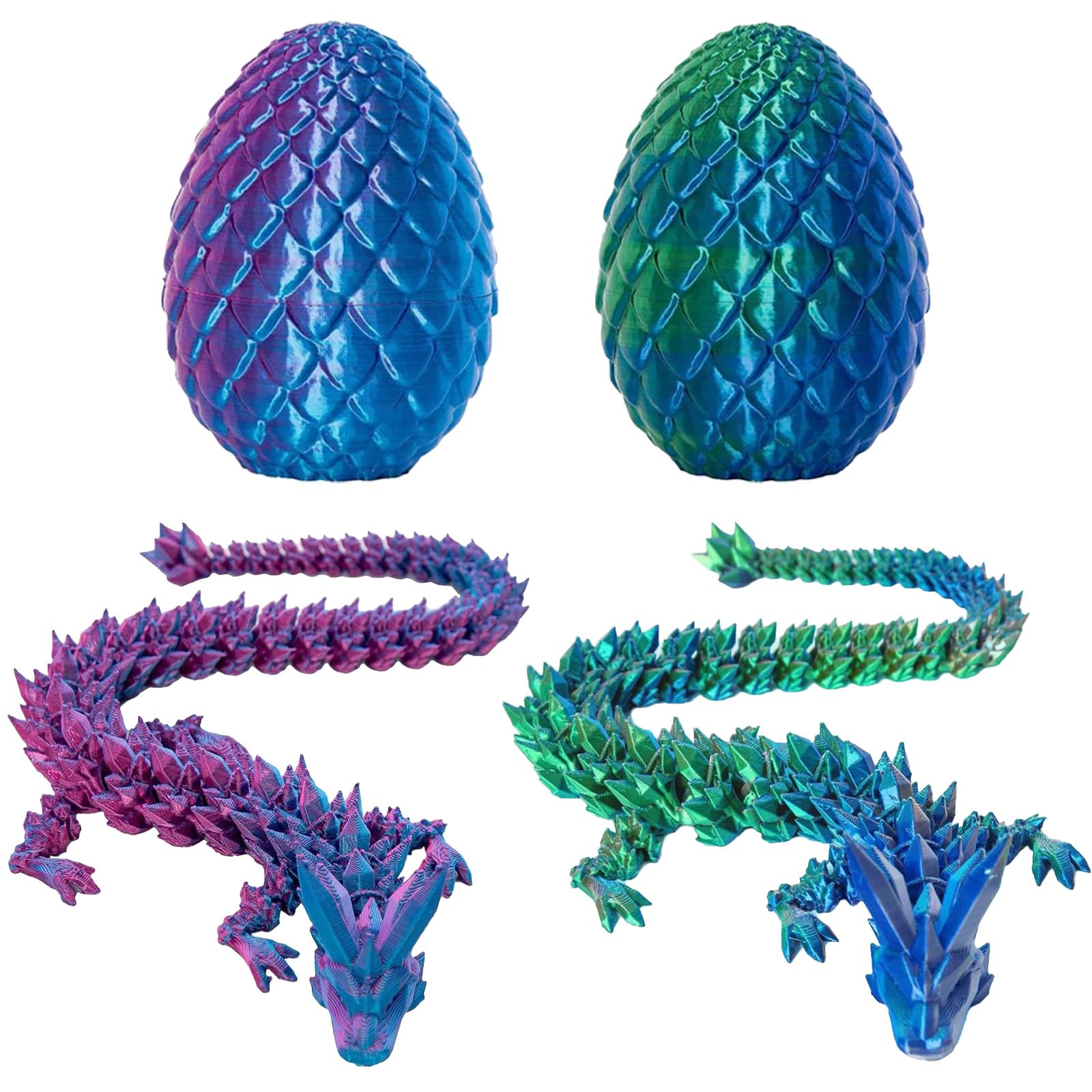 2 Pack 3D Dragon Eggs with Dragon Inside, 23cm 3D Printed Dragon Fidgets