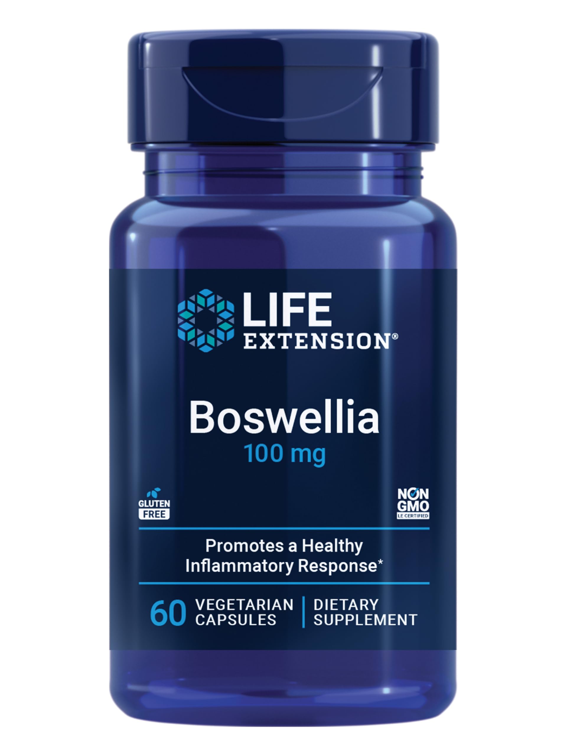 Life Extension Boswellia, standardized Boswellia serrata Extract, Promotes Joint, Cell & arterial Health, Gluten-Free, Non-GMO, Vegetarian, 60 Capsules Standard Packaging