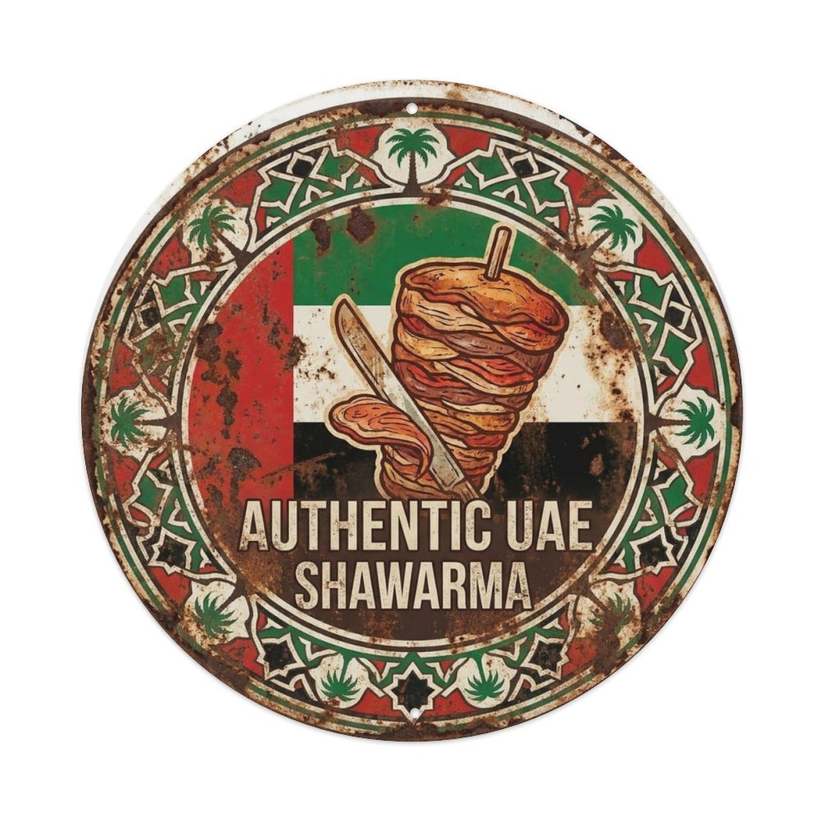 UAE Travel Shawarma Emirati Street Food Cuisine Metal Tin Sign