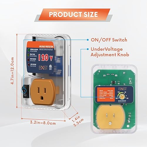 Miniatura 4 de BXST Protector contra sobretensiones con enchufe de salida para el hogar protege contra sobretensiones de alto y bajo voltaje para refrigeradores