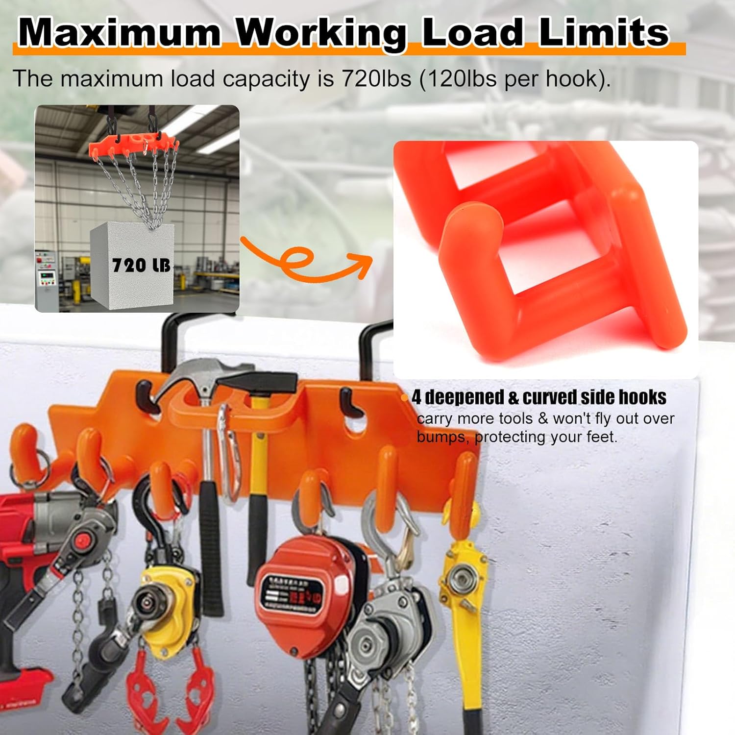 Lineman Tool Board Bucket Truck Tool Organizer for Bucket Hooks and Lineman Bucket Accessories Including 2PCS 2” and 2PCS 3” Aerial Bucket Hooks