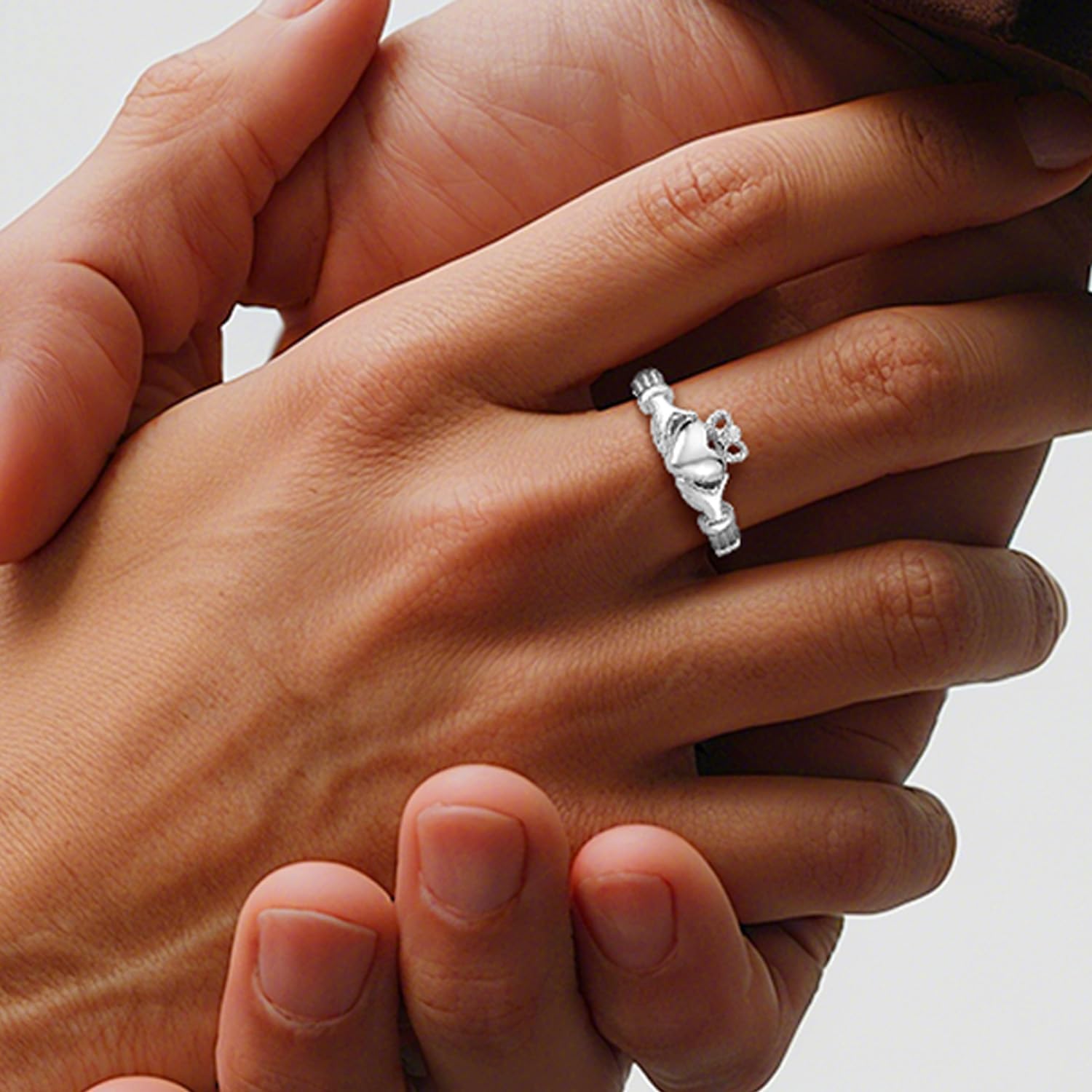 Adjustable Claddagh Ring for Women, Minimalist Celtic Knot Ring for Women, Irish Promise Wedding Band, Silver/Rose Gold Plated/Gold Plated Women Band Ring Size 6-10 - Image 3