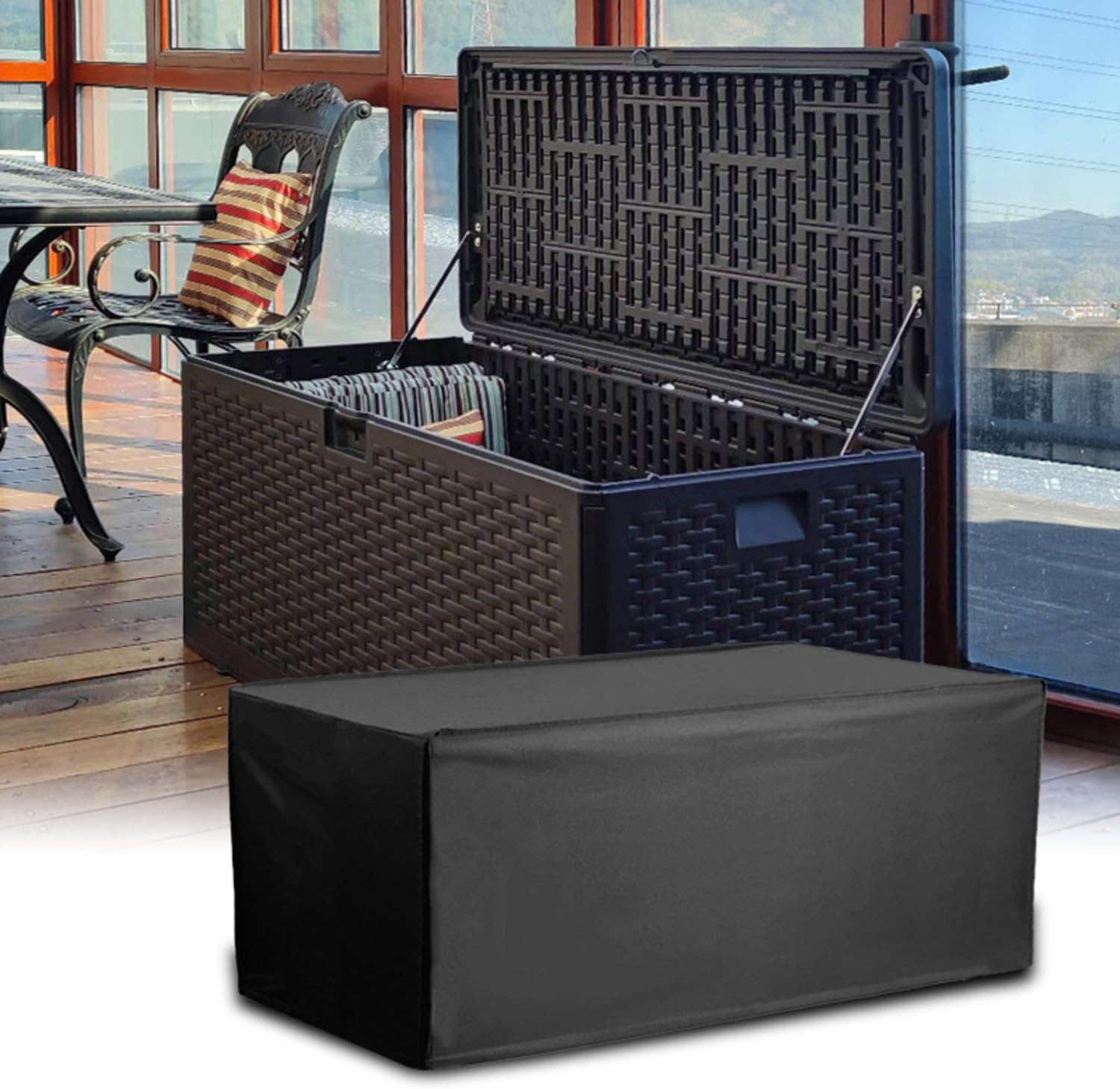 Patio Deck Box Cover, Waterproof Storage Box Covers for Outdoor and Indoor Furniture (62"x30"x28")