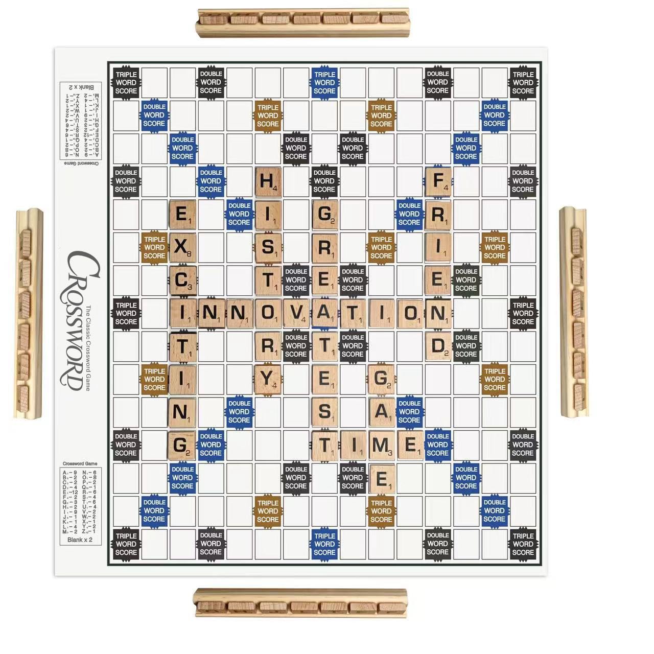 Crossword Board Game Classic Original Wooden Tiles Racks for Scrabble Adults Kids Ages 3+ Fun Family Games 2-4 Players