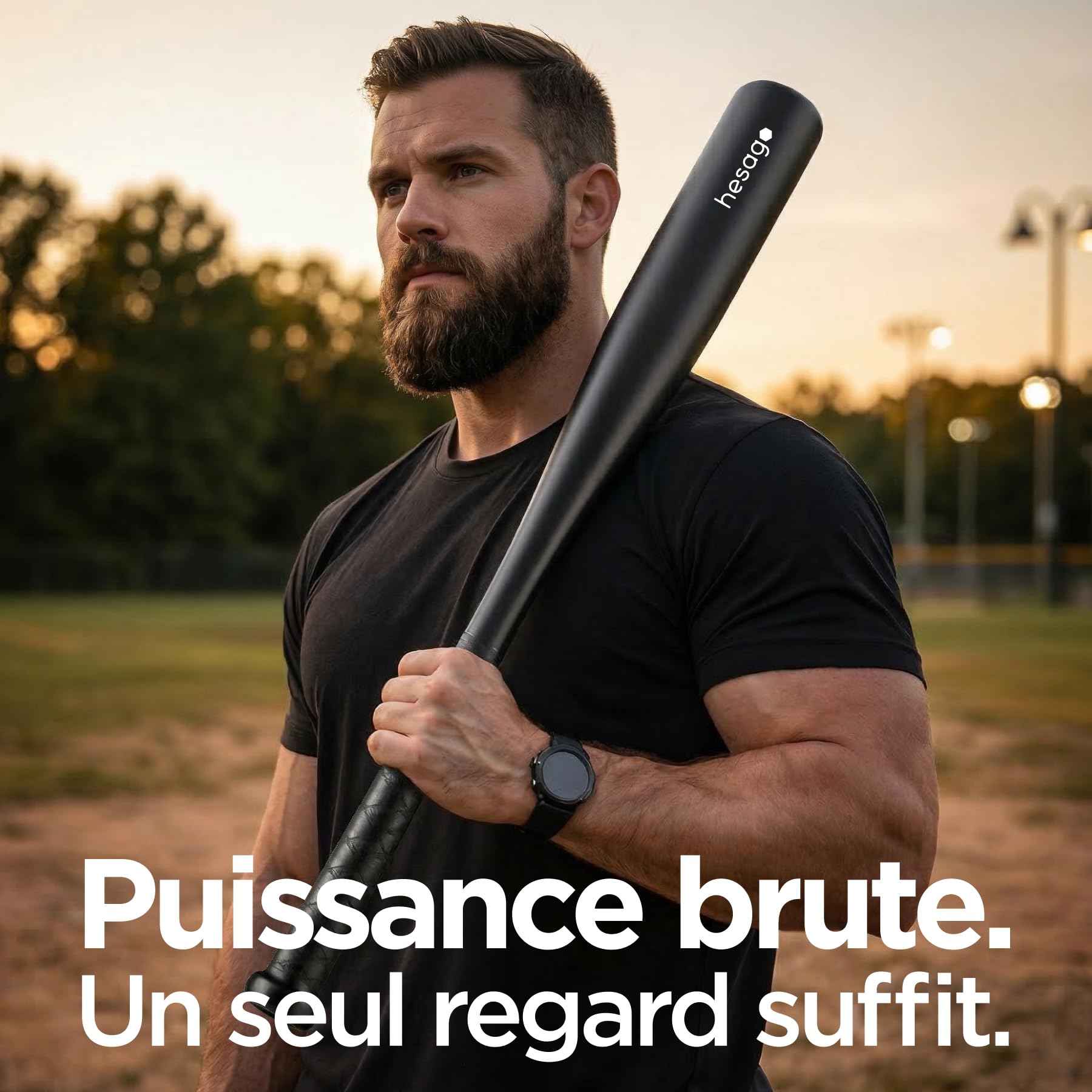 Hardstrike Batte de Baseball en Acier Trempé – Finition Noir Mat – Poignée Antidérapante avec Bande Enroulée – Housse en Flanelle Incluse - 5