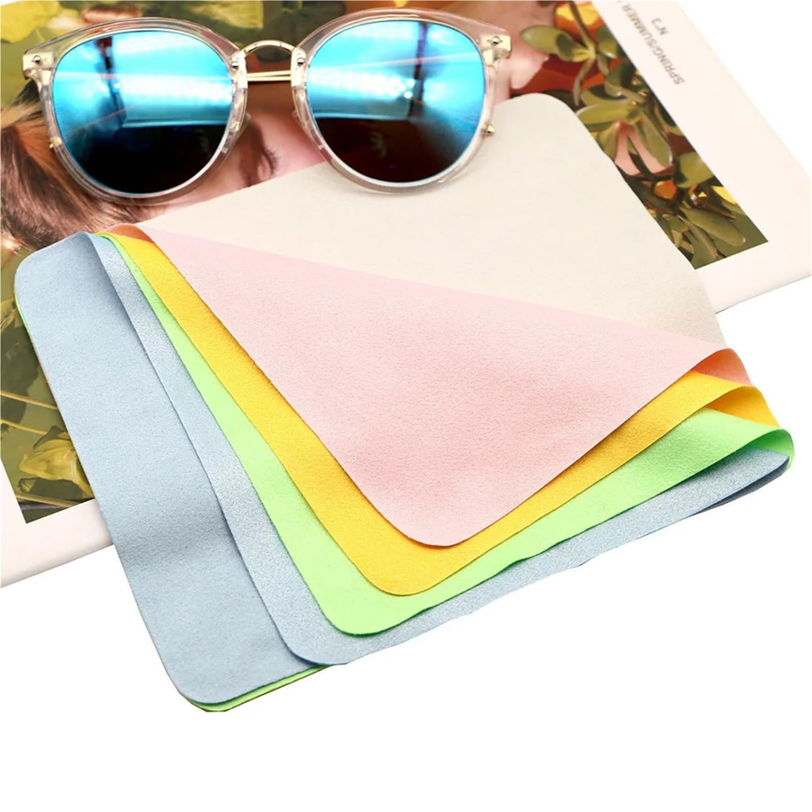 200 paños de limpieza de microfibra de gamuza de 5.5 x 6.7 pulgadas, limpiador de lentes suaves y pantalla para gafas, gafas de sol y electrónica (rosa)