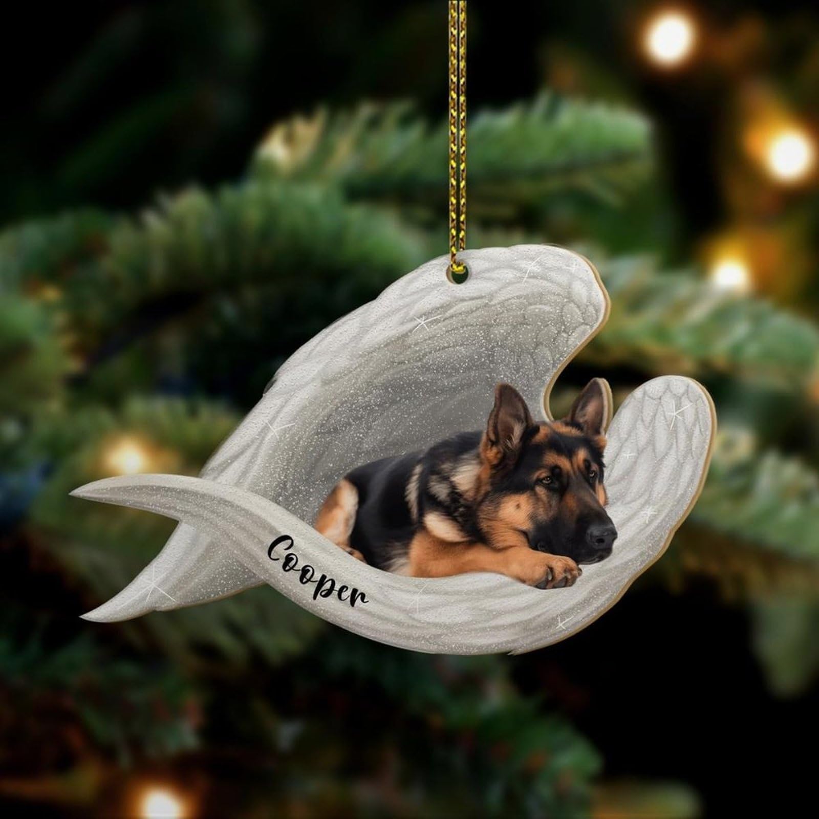 Luckluccy German Shepherd Personalized Dog Memorial Ornament,Pet Angel Wings,Loss Sympathy Gift,Remembrance Keepsake For Passing Away