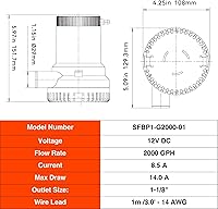 Vista 11 de Bomba de achique SEAFLO Serie 01 de 2000 GPH – 12V, salida de 1-1/8", bomba sumergible marina con protección anti-airlock, certificada CE y Rohs