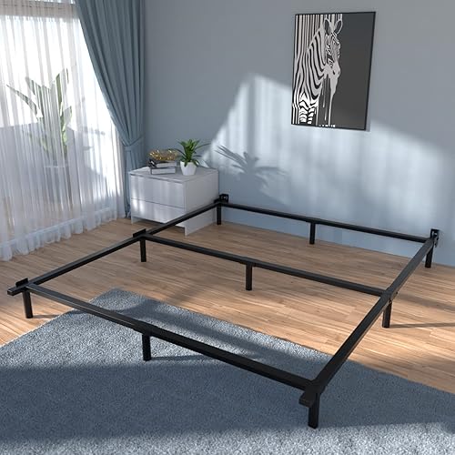 DIIYIV Base de cama tamaño California King para base de colchón ajustable resistente de 3000 libras de soporte de 9 patas, montaje de base de cama