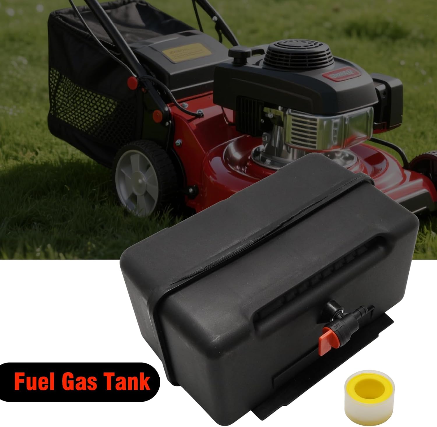 691993 Fuel Gas Tank, 4 Quart Plastic Gas Tank with Shut Off Valve and Cap, Replacement for Lawn and Garden Equipment Engines
