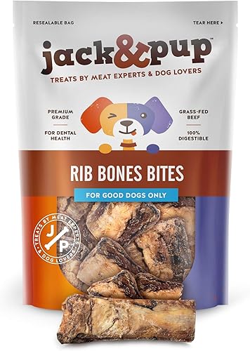 Jack&Pup Huesos de costilla para perros, huesos de carne totalmente naturales para perros, médula ósea de un solo ingrediente, mordeduras de hueso