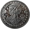 Copy 1921 U.S Hobo Morgan Coin Grim Reaper Lady Death Hood Skull Skeleton Robe Scythe Sword Moon Night Sky Planets Stars Silver Plated Replica Commemorative