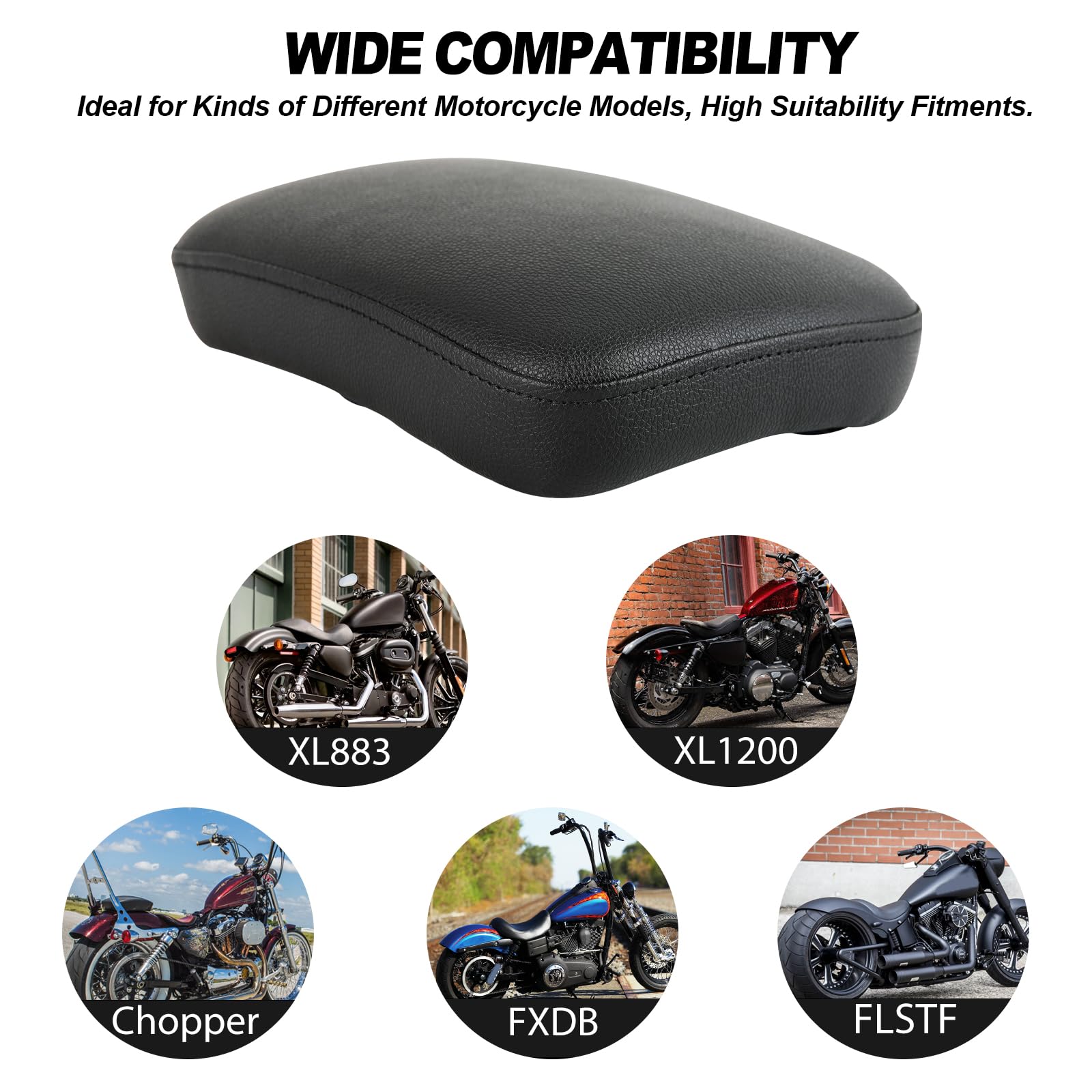 DREAMIZER Sedile a Ventosa per moto, Sellino Moto Sedile Passeggero Custom 8 Ventosa Solo Posteriore Sedile Passeggero Sellino Compatibile con Harley Sportster XL883 1200 Dyna Softail Chopper Custom