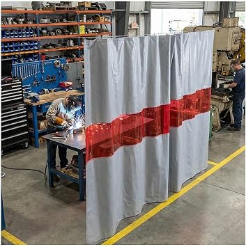 Welding Curtain with Viewing Window Flame-Retardant Door Curtain Safety Welding Screen - Multiple Sizes2.2x2.5m/7.3x8.3ft