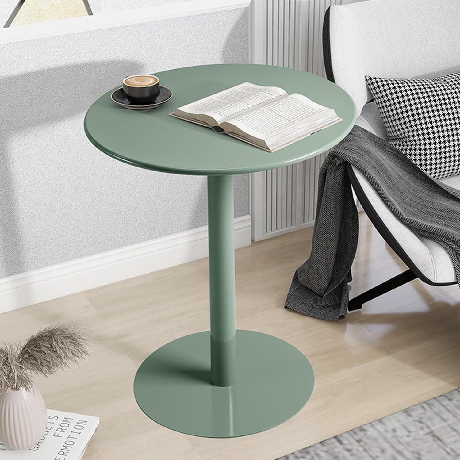 Round Cocktail Bar Table with Green Metal Iron Sturdy Base Tall Pub Bistro Table, Counter Bar Height Table for Kitchen, Dining Room, Living Room(Size:40x40x50cm)