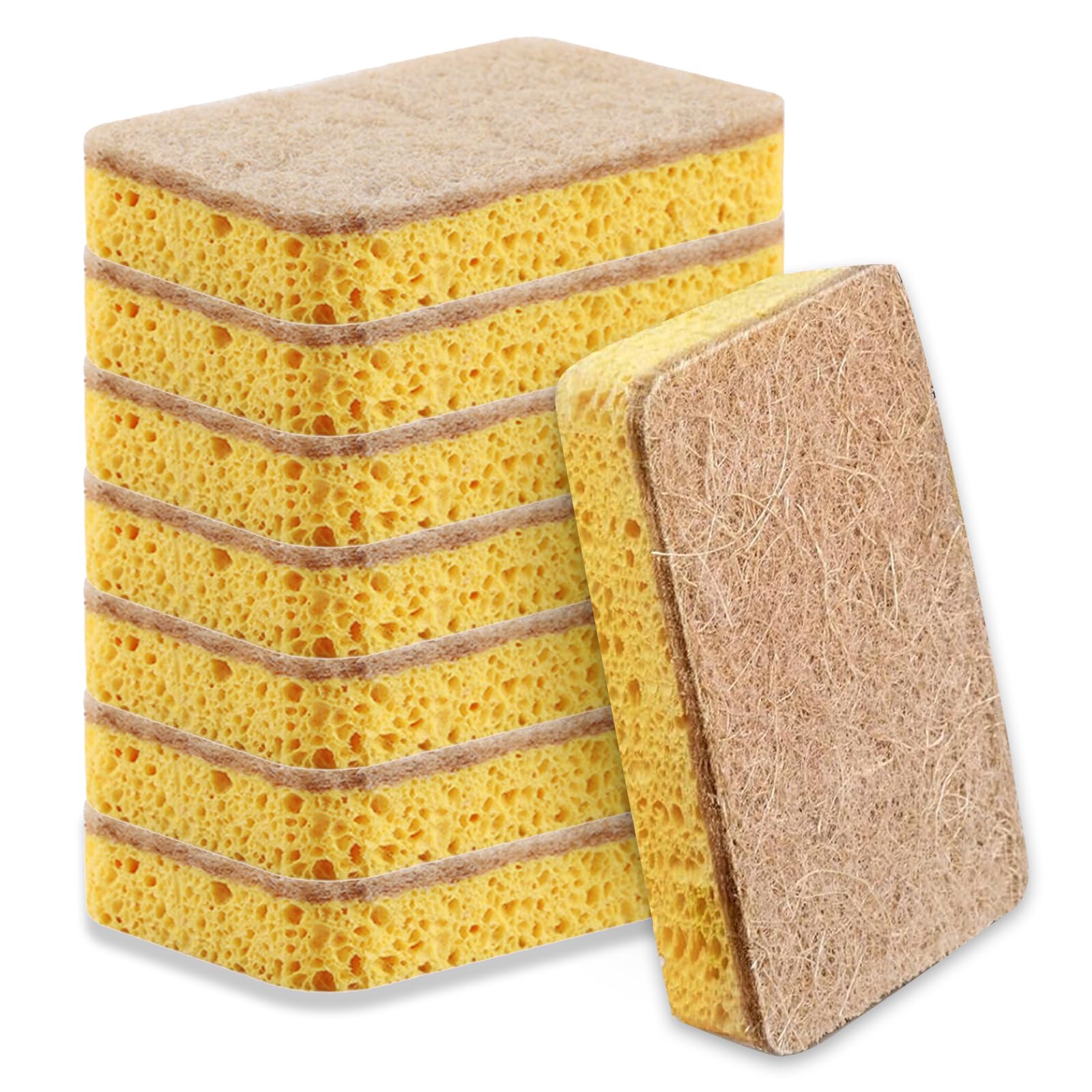 Xielbis 8 Pack Eco Sponges Washing Up,Biodegradable Washing Up Scrubber Sponges, Reusable Kitchen Dish Sponge, Eco Sponge Scourers For Dishes & Heavy Cleaning