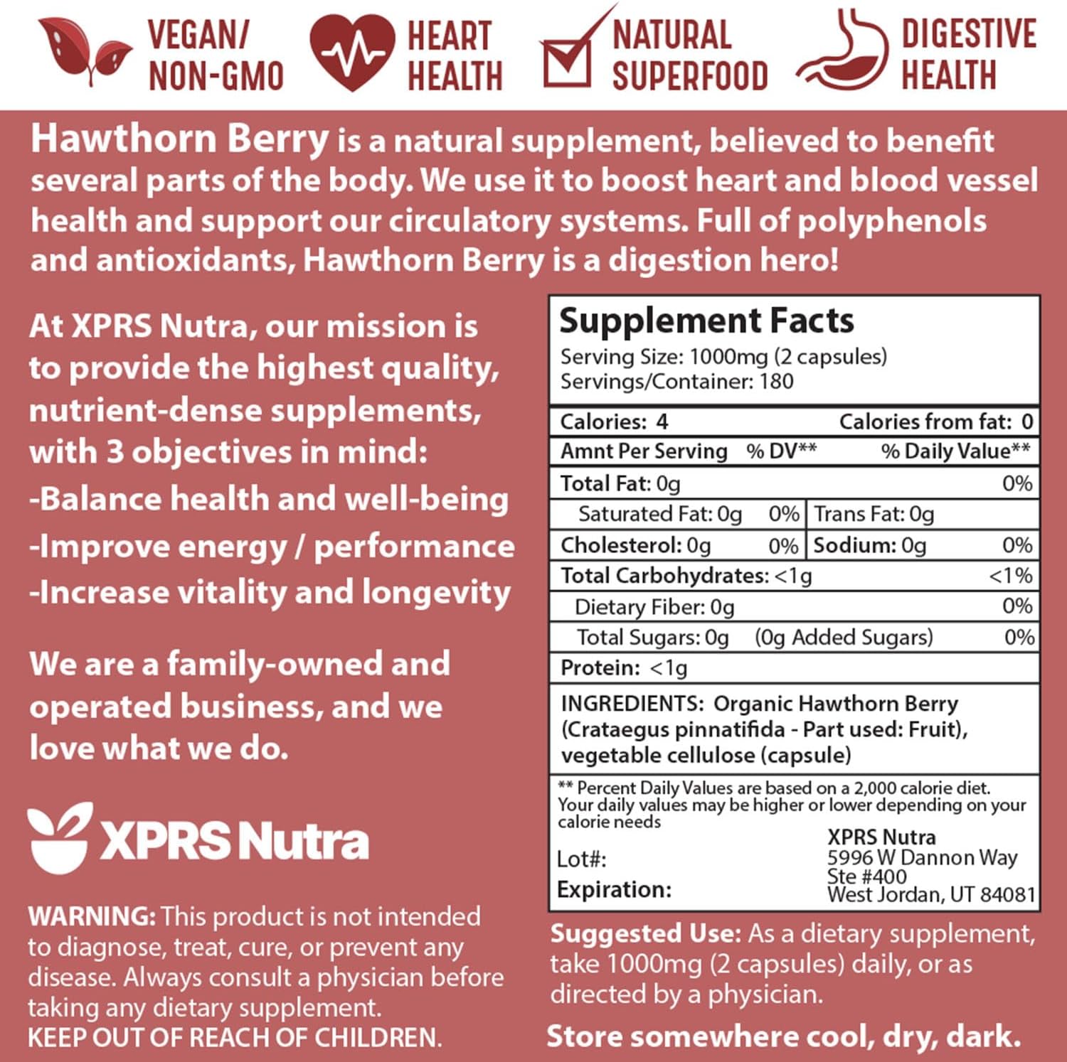 Hawthorn Berry Powder Capsules - 360 Count (6 Month Supply) - Premium Hawthorn Berry Capsules for Cardiovascular Support - Hawthorne Berry Powder - An Ideal Hawthorne Supplement for Men and Women