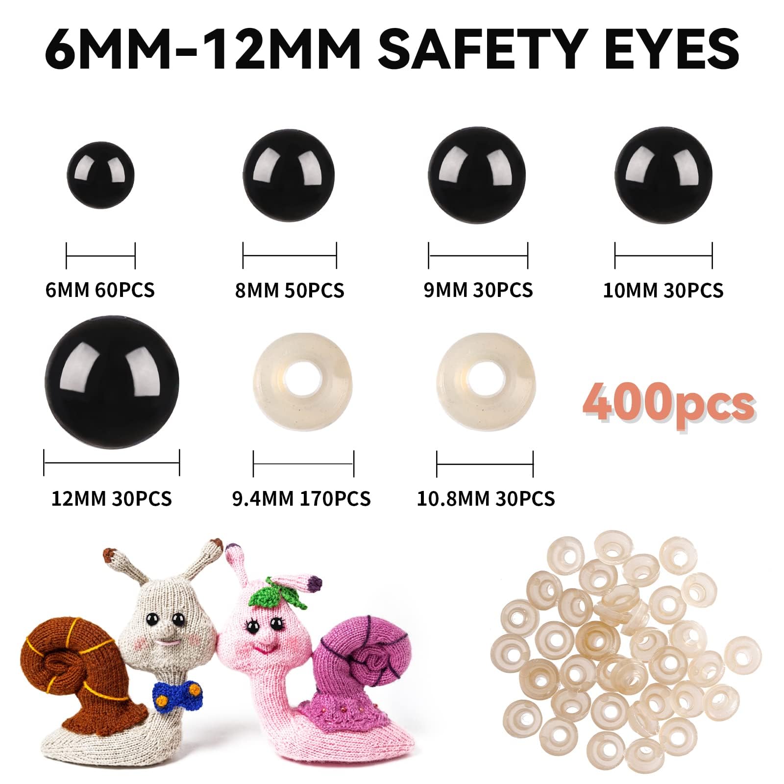 20Pcs occhi di sicurezza per Amigurumi con rondelle occhi di