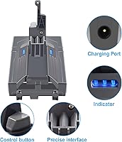 Vista 3 de Rocivic Reemplazo de batería Dyson V8 de 4.5Ah 21.6V, compatible con aspiradora de mano V8 Animal Dyson V8 Fluffy V8 Motorhead V8 Absolute SV10