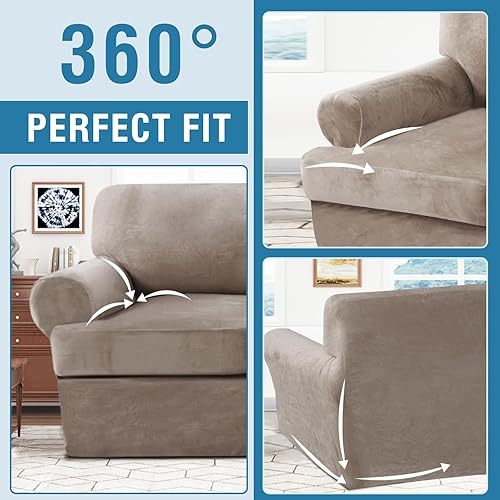 Miniatura 8 de H.VERSAILTEX Funda para Sofá de 2 Piezas Fundas para Sillón de Terciopelo Grueso Funda para Sofá Protector de Muebles Fundas Elásticas para Sofá