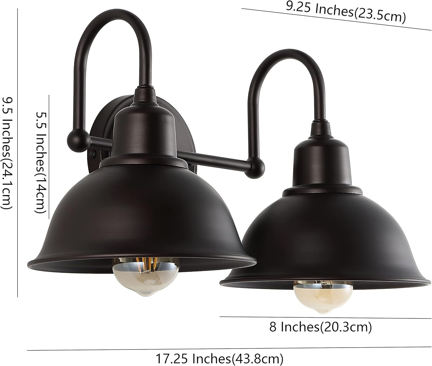 JONATHAN Y 18" Oil Rubbed Bronze Farmhouse Industrial 1-Light LED Vanity Wall Sconce for Bathroom Mirror Kitchen, Metal Shade, Dimmable Vintage Lighting, LED Bulb Included (JYL7482B)