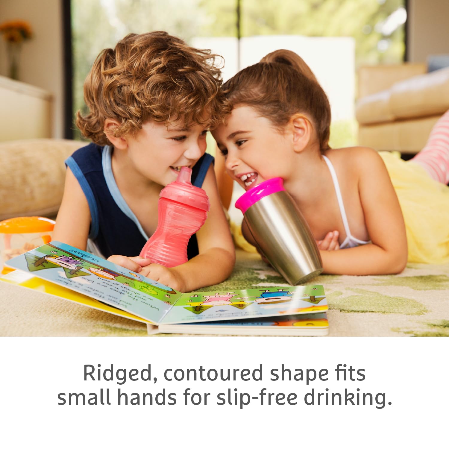Munchkin Mighty Grip Cups, 296ml, Pink and Green, 296 ml - Image 3
