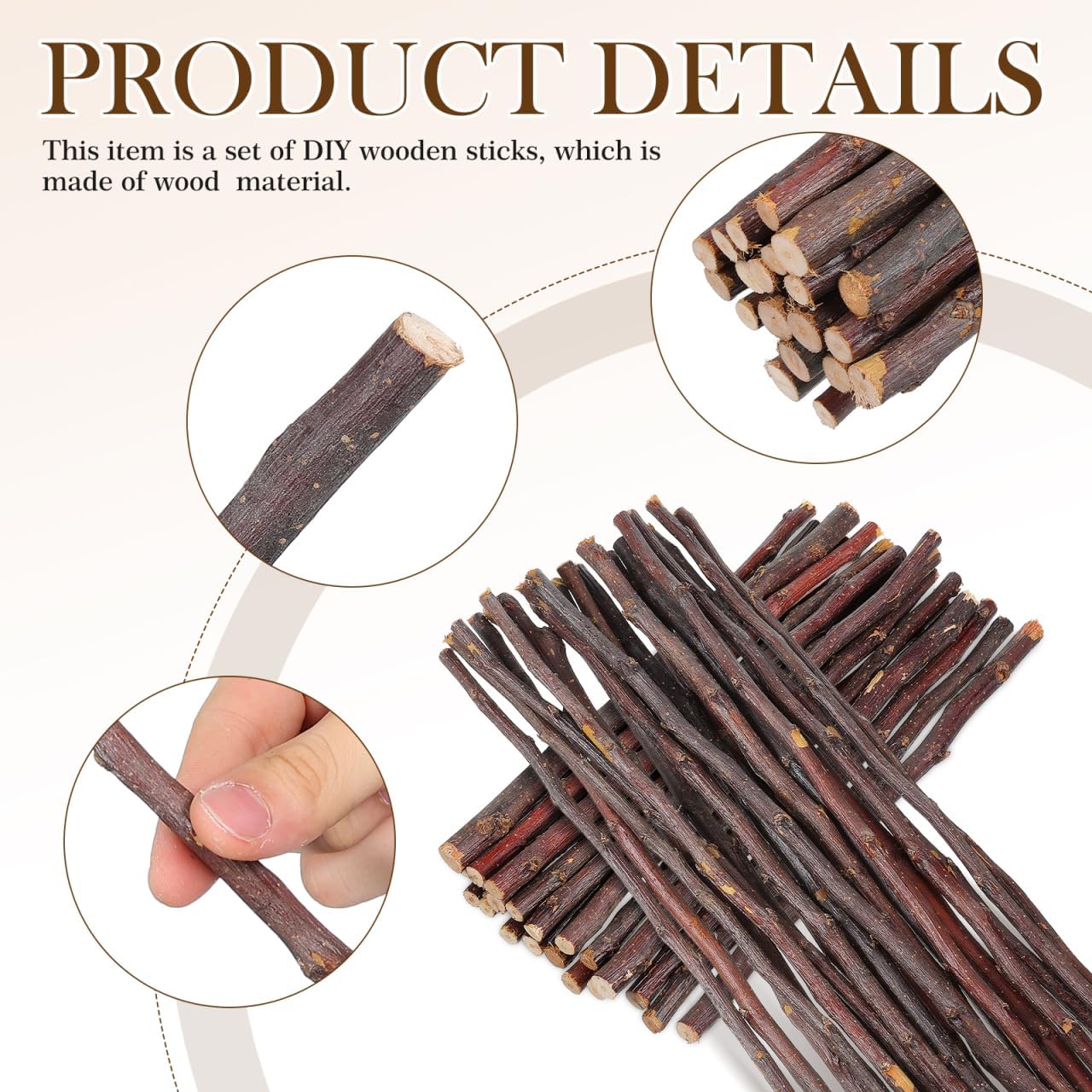 Amosfun 40Pcs Wood Sticks for Crafts, 7.8in and 11in Natural Birch Twigs Sticks for DIY School Projects Photo Props Card Making Rustic Decor