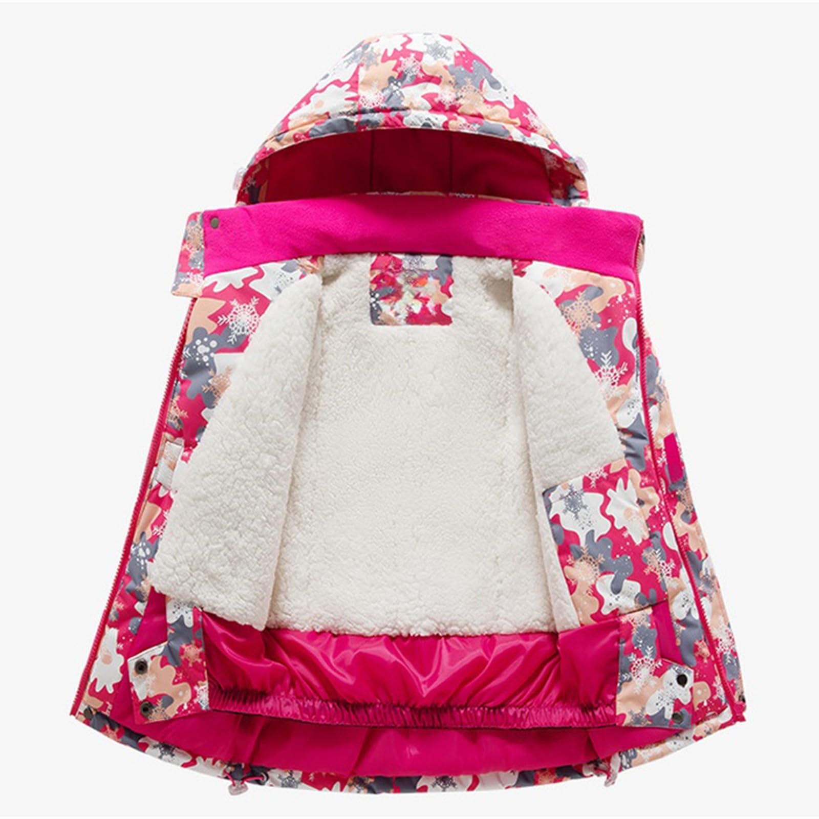 Giacca invernale calda per ragazzi e ragazze, foderata in pile, con cappuccio, antivento e spesso, per bambini, abbigliamento da neve casual per bambini
