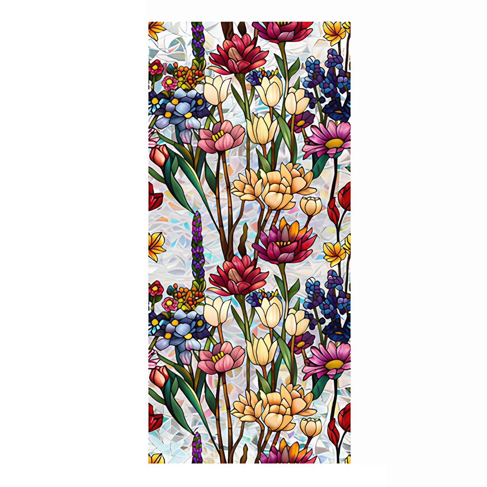 PIXZCSA Decorative Flowers Static Window Film Glass Clings Stickers Home Office Living Room Bedroom Decor 93 X 37 Inches, XCBL035, 43 * 100cm