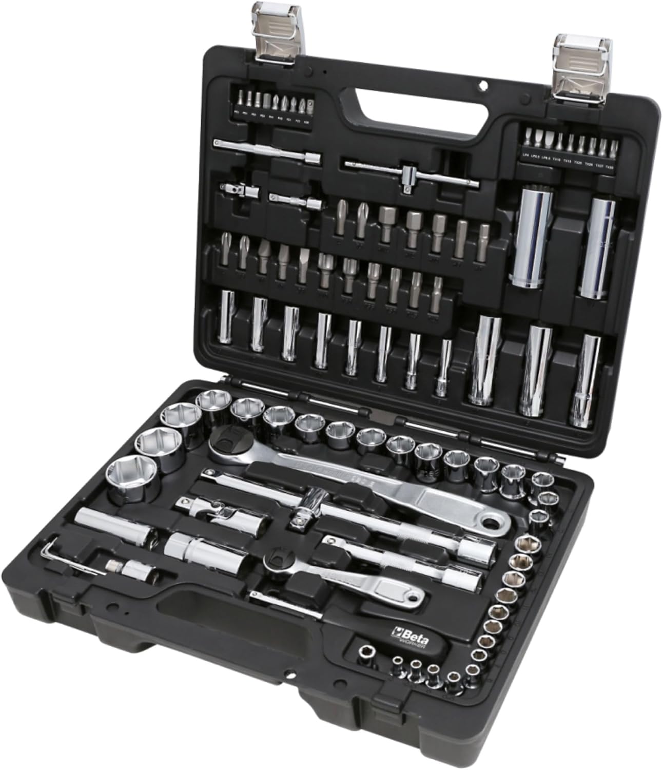 Beta BW 903E/C98 - Assortment of 45 Hexagonal Sockets, 35 Screw Sockets, 4 Hexagonal Allen Wrenches, Bent and 14 Operating Tools, in Plastic Box