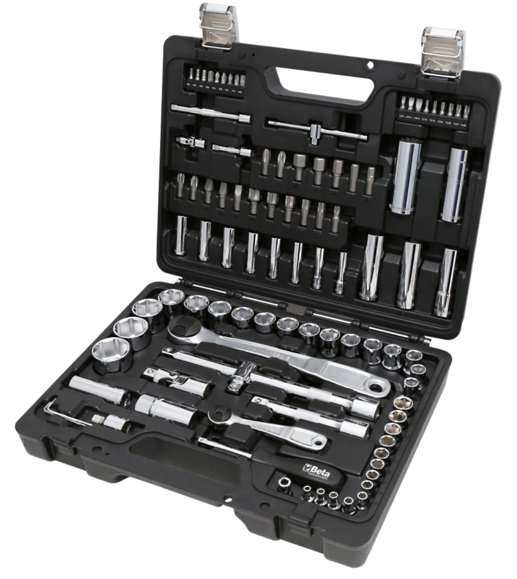 Beta BW 903E/C98 – Juego de 45 Vasos Hexagonales, 35 Puntas para Atornilladores, 4 Llaves Allen Acodadas y 14 Accesorios, en Caja de Plástico