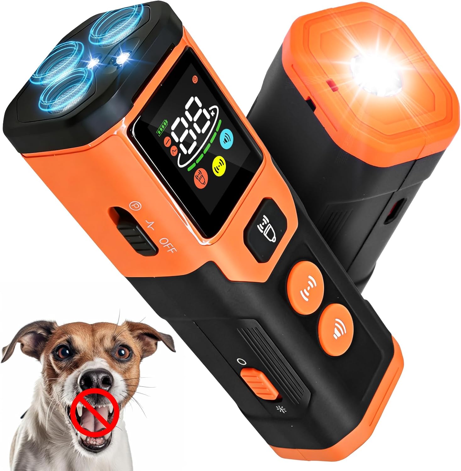 Dog Bark Deterrent Device, 3X Anti Barking Device for Dogs, 5 Modes 5 Adjust Barks No More Indoors Outdoors Behavior Correct Safe & Humane Rechargeable Compact Bark Control for Dogs-Macaroni