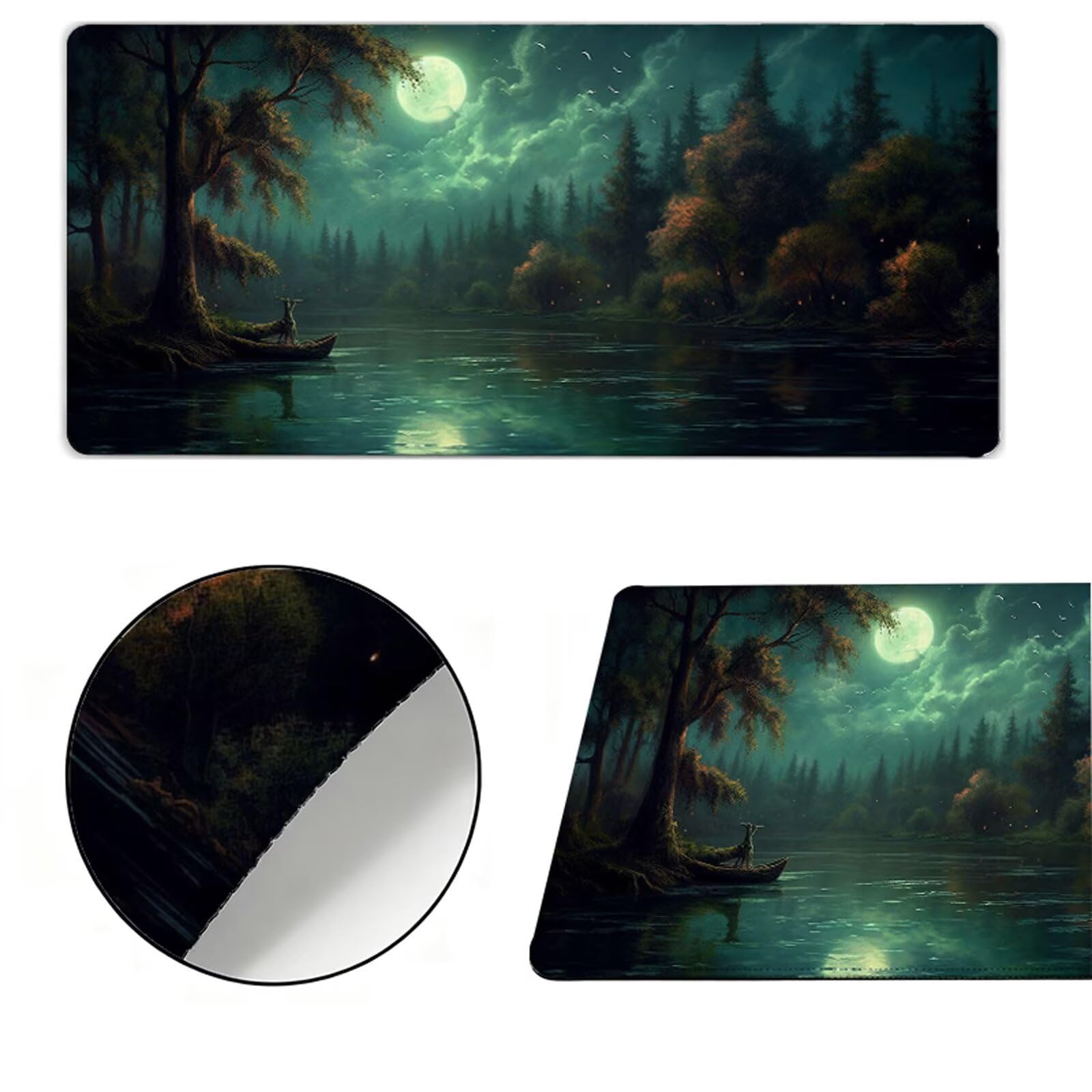 Podkładka pod mysz XXL 1000x500x3mm podkładka pod mysz drzewo podkładka pod mysz księżyc poprawia precyzję i szybkość, wodoodporne antypoślizgowe, szyte krawędzie, akcesoria do gier, komputer, prezent