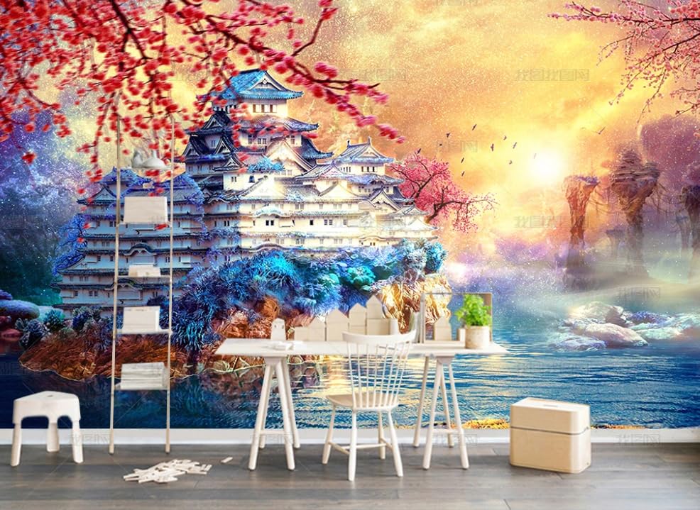 Papier peint intissé paysage de fleurs fantastiques poster géant mural salon 350x256 cm
