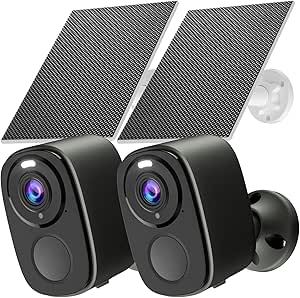 Rraycom 4Pack Security Cameras Wireless Outdoor with Solar Panel,2.5K Solar Security Outdoor Cameras for Home Security with Spotlight & Siren Alarm, 2-Way Audio, Color Night Vision, AI Detection (2) asin的图片
