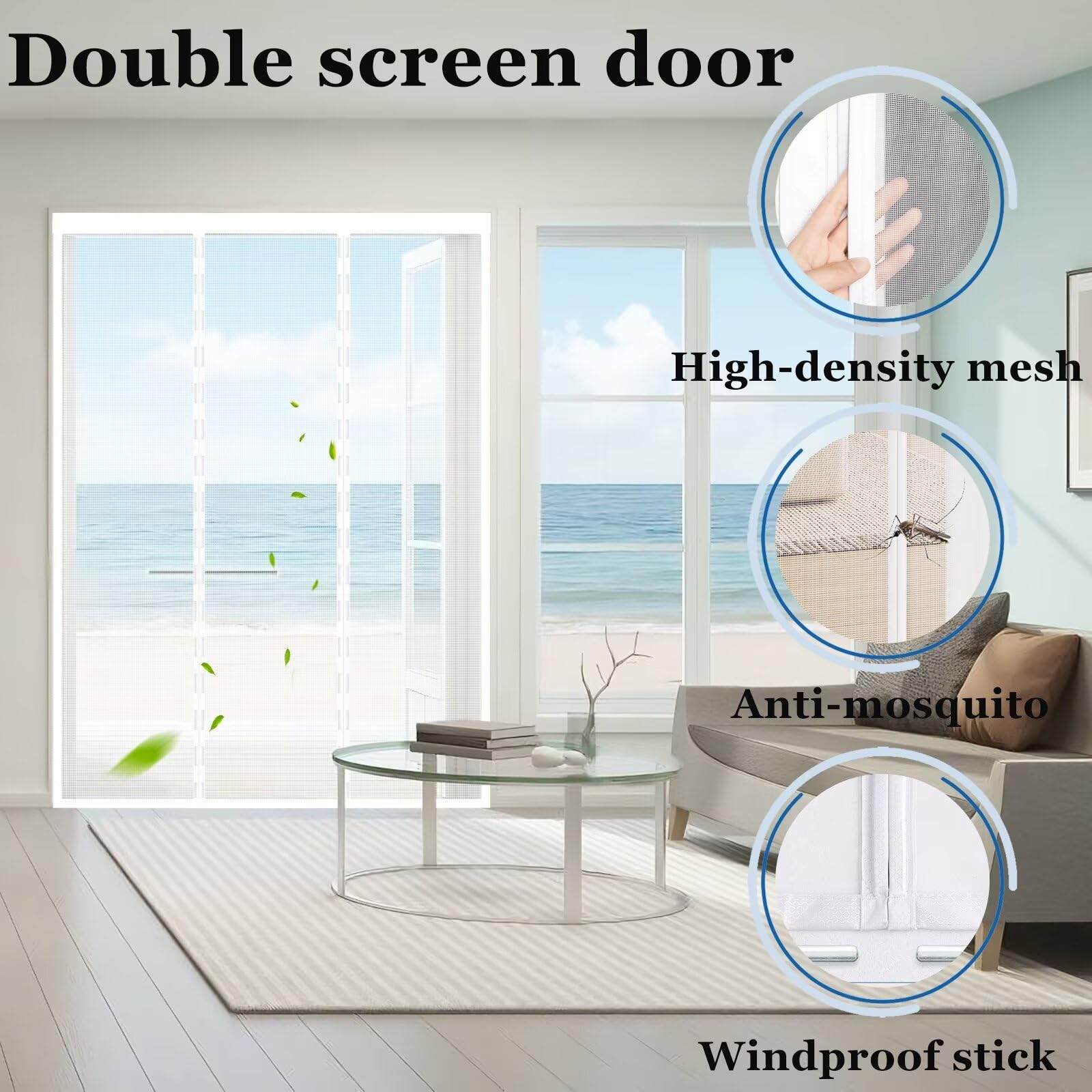 Pollenschutzgitter für Fenster 265x220cm Weiß wiederverwendbares Insektenschutzgitter für Allergiker mit Seitlichen Aufbewahrungsstreifen für Küche Wohnzimmer