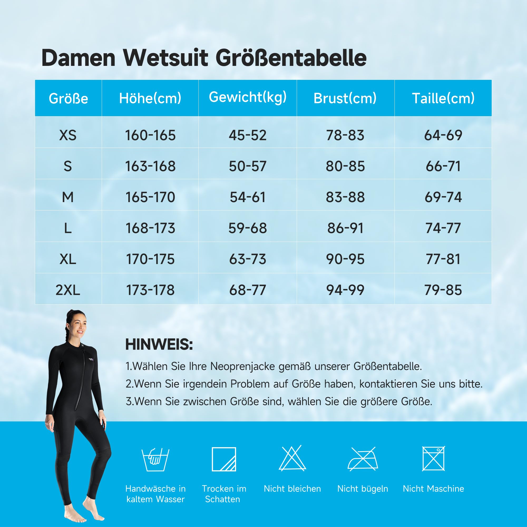 Neoprenanzug 1,5mm Vollanzug Frontreißverschluss Tauchen Surfen | Elastisches Stretch Neopren Taucheranzug 1.5 mm dick geeignet für Tauchen Surfen Schwimmen und alle gängigen Wassersportarten