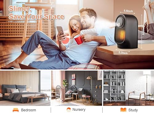 Miniatura 7 de Black+Decker - Calentador eléctrico portátil con función de humidificador, calentamiento rápido con oscilación generalizada, multiprotección, para