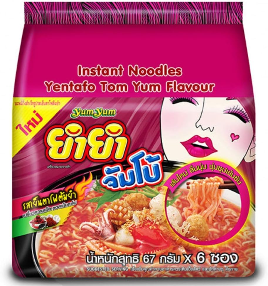 YUMYUM Instant Noodles Yentafo Tom Yum Flavor 67 gram X 6 Packs