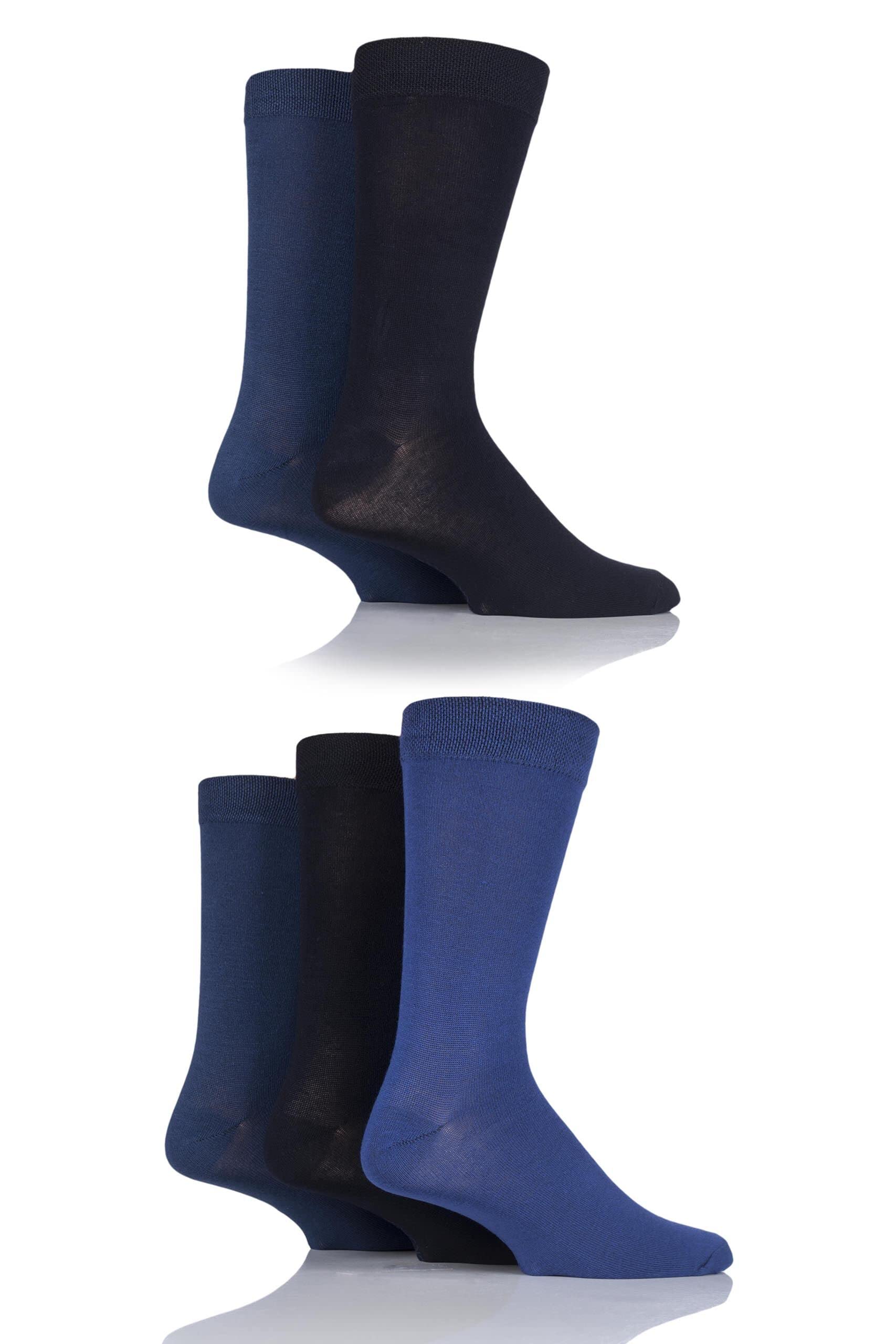 Sockshop Men's Blues Patterned Bright Colourful Natural Bamboo Socks Various Designs For Everyday Wear Size 7-11 Pack Of 5 7-11