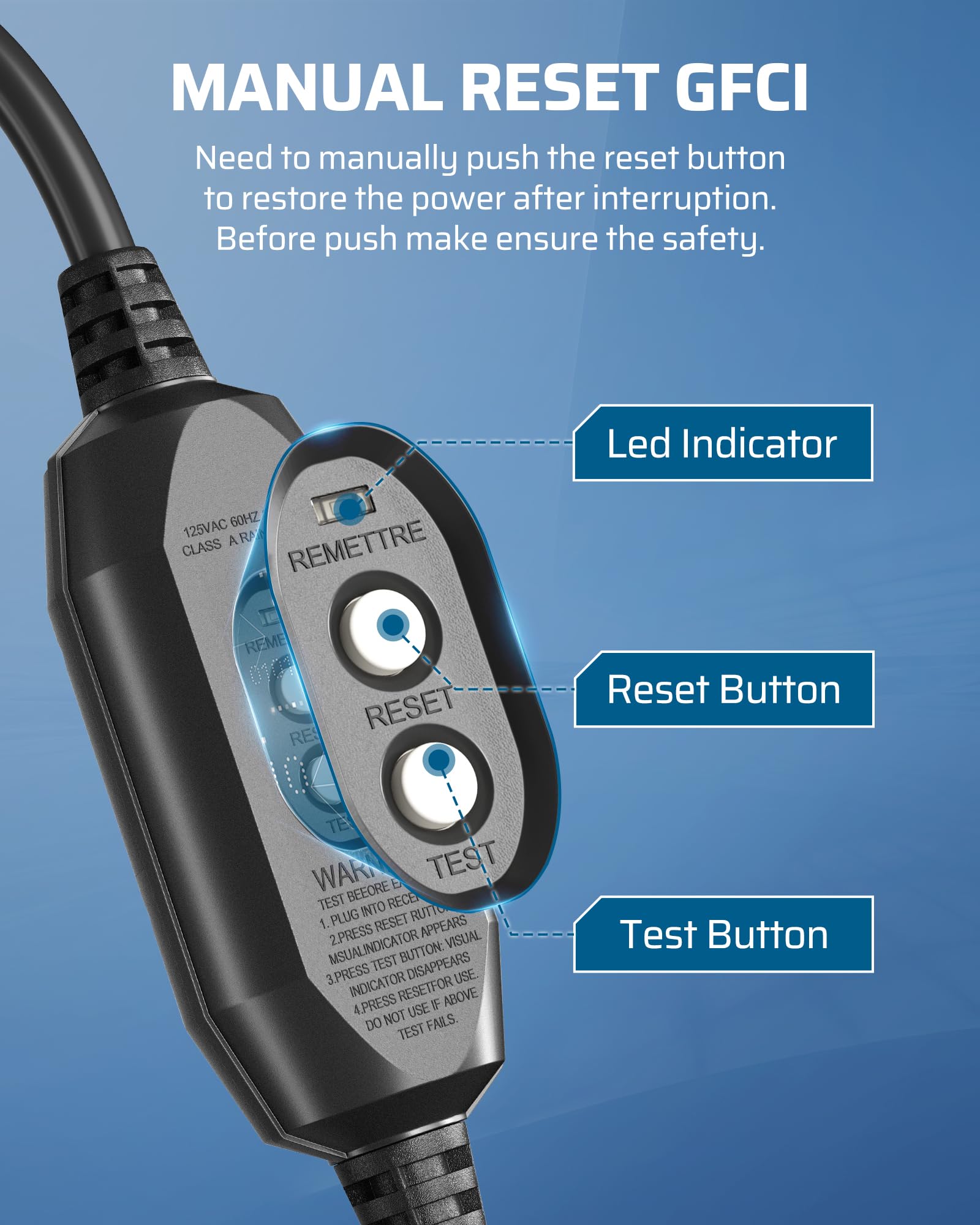 DEWENWILS GFCI Plug Replacement - Auto Reset -3