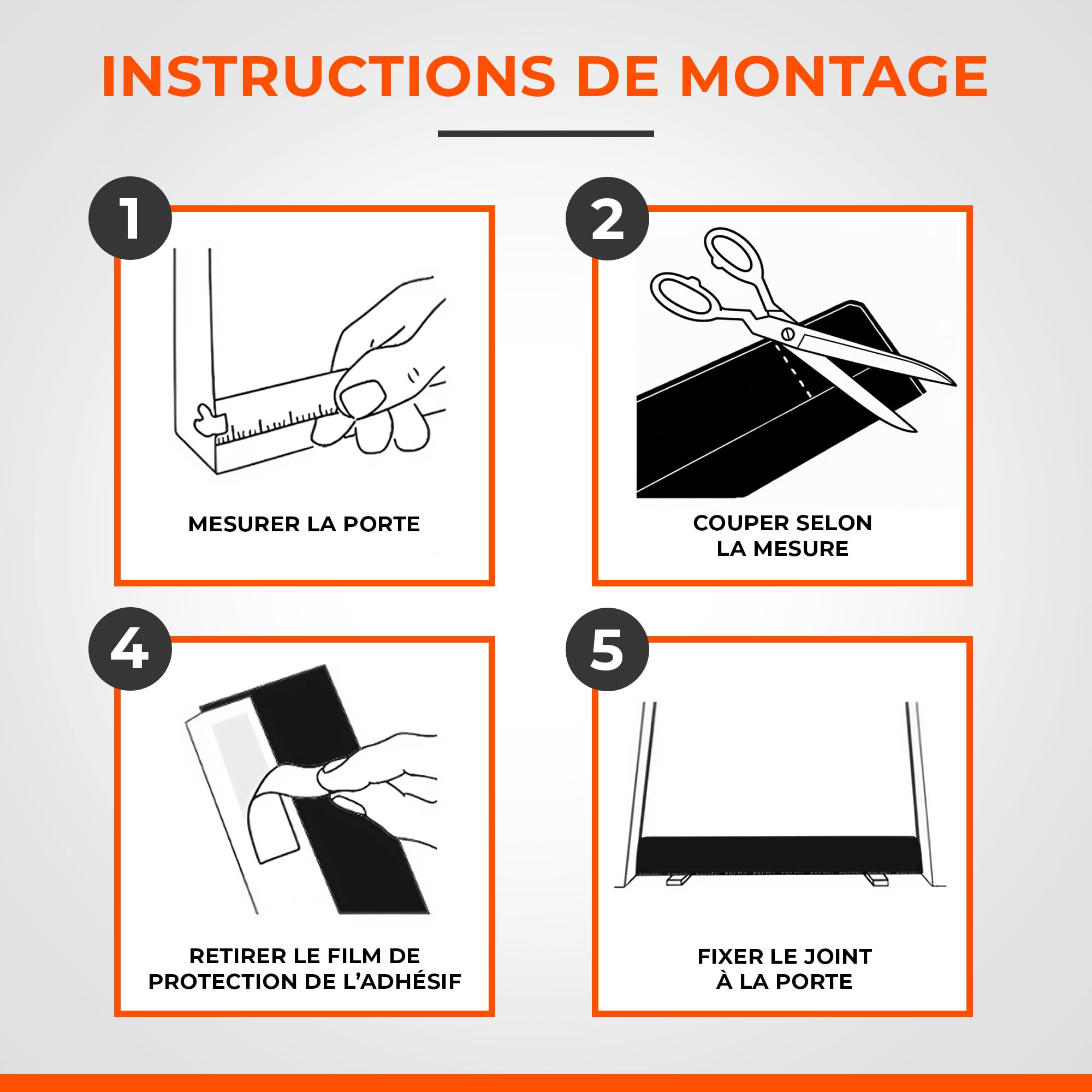 Joint de Porte 20 mm avec Renfort Acier INOX Anti Rongeurs pour Portes Standards et Automatiques, Boudin de Porte Bas Autocollant, Isolation Thermique et Protection Durable