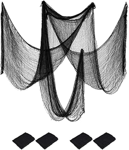 4 piezas de tela espeluznante de Halloween, tela espeluznante de gasa espeluznante, 30 x 72 pulgadas, tejido suelto espeluznante, decoración de tela