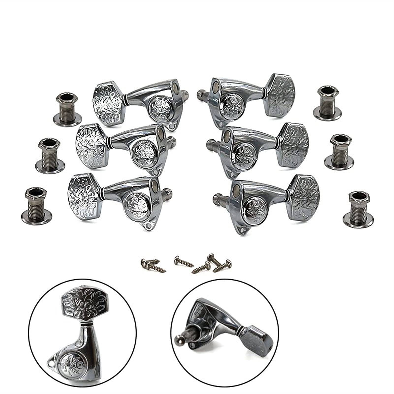 Locking Tuners Volksgitarre mit vollständig geschlossenen Knöpfen Silber 1:22 Quasi-Knob-Wellenstring-Wickler