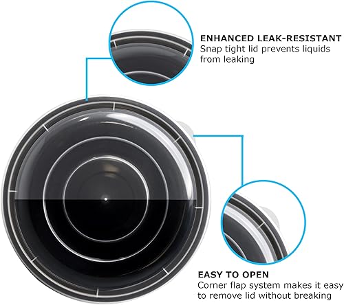 Miniatura 3 de Freshware Recipientes de comida (paquete de 120) cuencos de plástico con tapas para sopa y ensalada, contenedores de almacenamiento de alimentos,