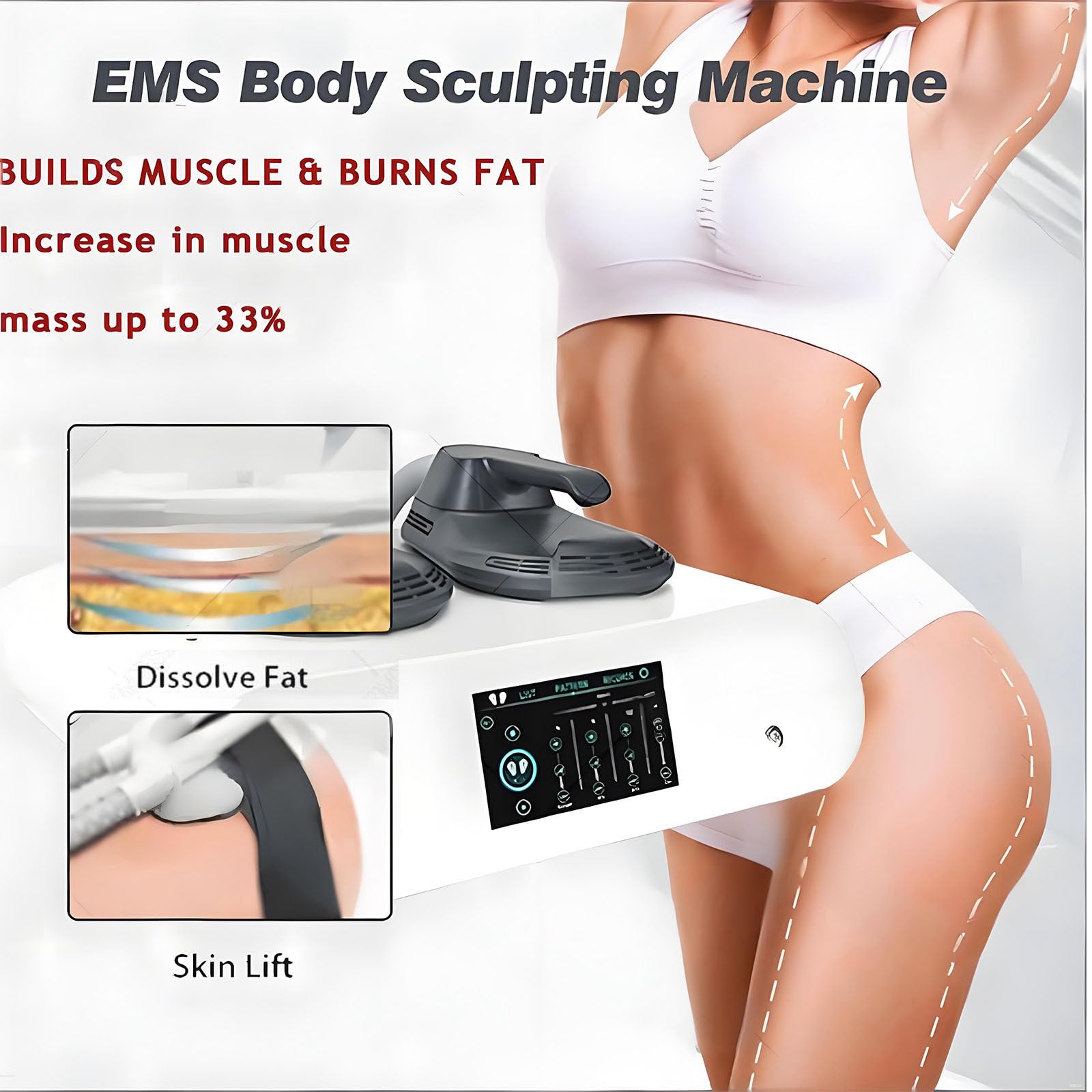 Macchina per Dimagrire E Sviluppare I Muscoli, Stimolatore Muscolare 2800 W con RF, per Rafforzare I Muscoli di Braccia, Addominali, Gambe E Fianchi WithRF