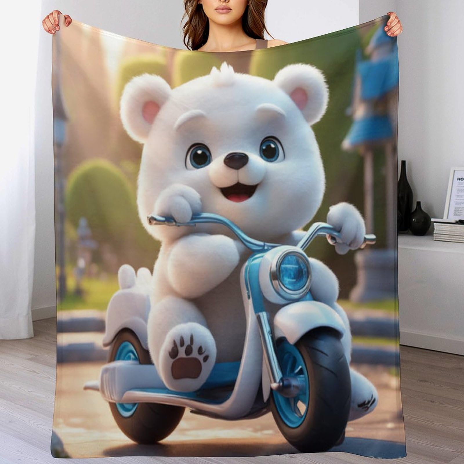 Couverture ours en polaire flannel 130x150cm, le cadeau idéal pour un lit douillet